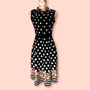 Haani Polkadot Floral Flare Dress